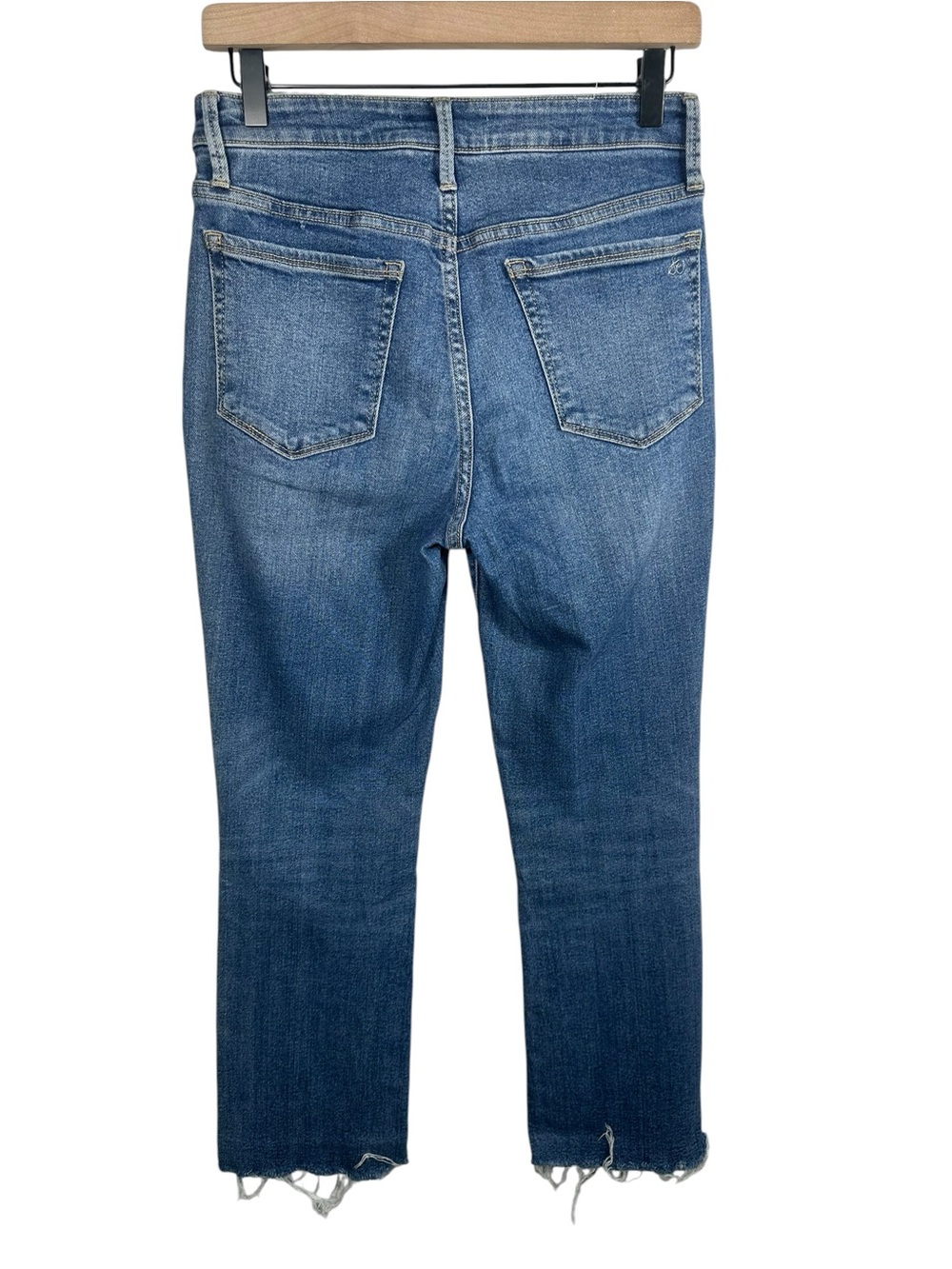 Sam Edelman The Stiletto High Rise Crop Boot Jeans Size 27 Medium Wash Raw Hem - Picture 4 of 13
